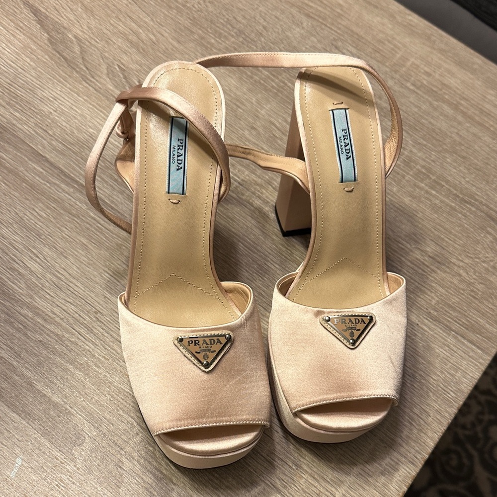 Prada Women's Nude Peep-Toe Heels